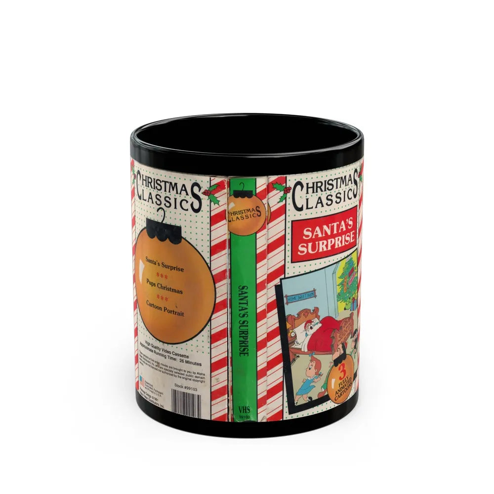 SANTAS SURPRISE CHRISTMAS CLASSICS (VHS COVER) - Black Coffee Mug-11oz-Go Mug Yourself