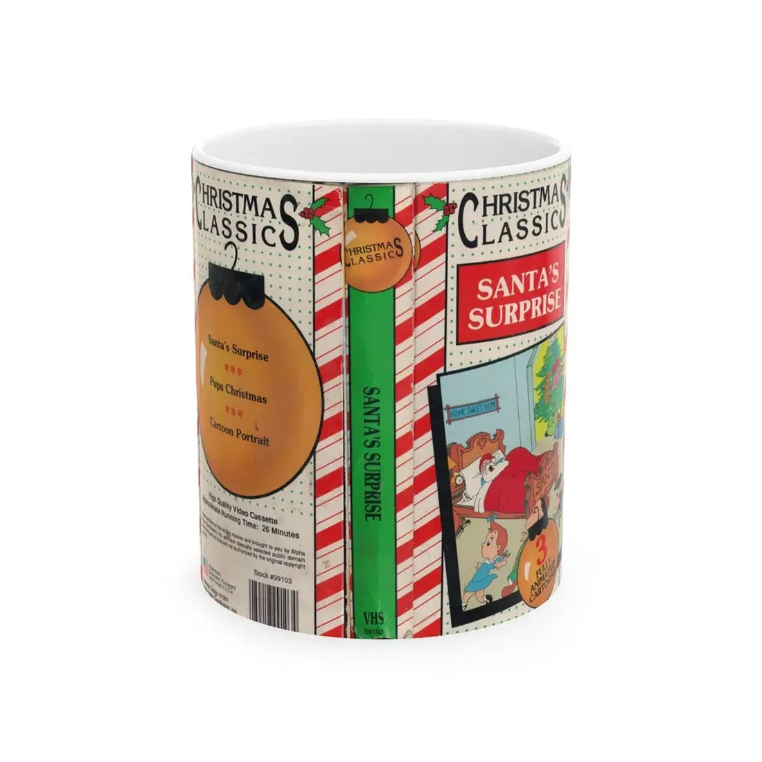 SANTAS SURPRISE CHRISTMAS CLASSICS (VHS COVER) - White Coffee Mug 11oz - Go Mug Yourself