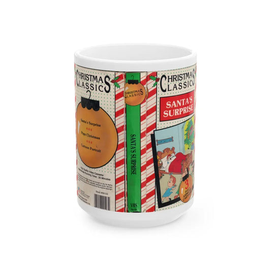 SANTAS SURPRISE CHRISTMAS CLASSICS (VHS COVER) - White Coffee Mug-15oz-Go Mug Yourself