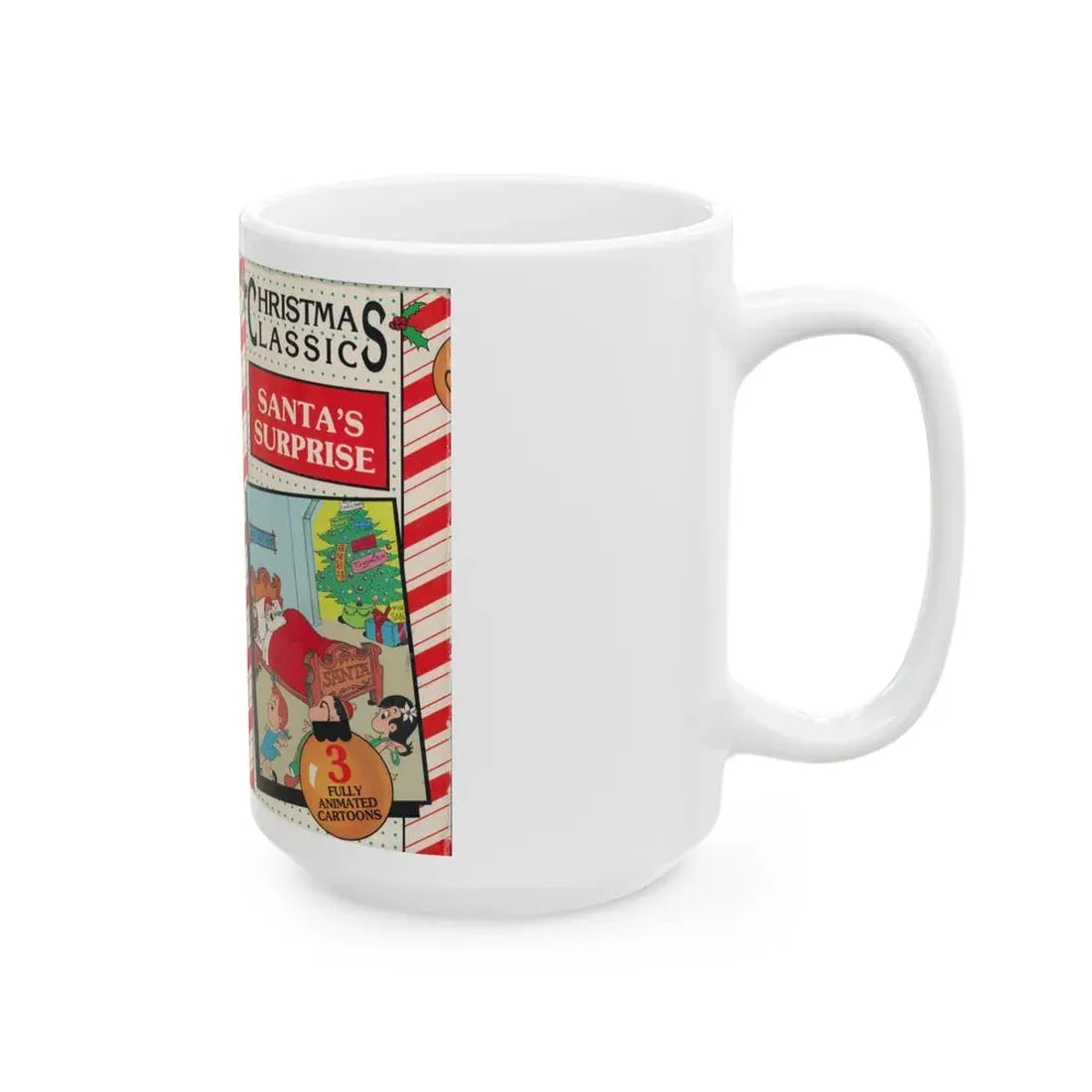 SANTAS SURPRISE CHRISTMAS CLASSICS (VHS COVER) - White Coffee Mug - Go Mug Yourself
