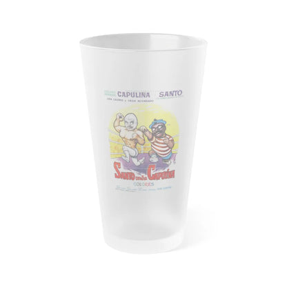 SANTO VS CAPULINA 1969 Movie Poster - Frosted Pint Glass 16oz-16oz-Frosted-Go Mug Yourself