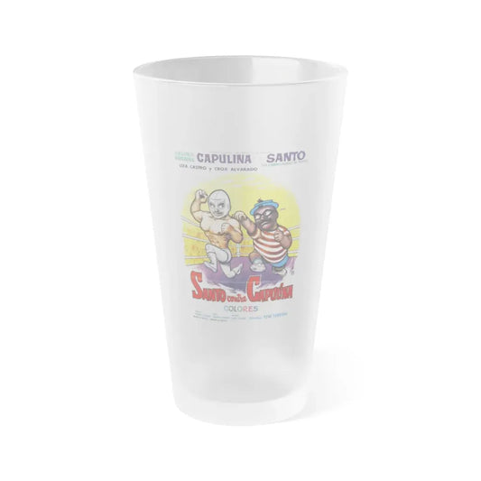 SANTO VS CAPULINA 1969 Movie Poster - Frosted Pint Glass 16oz 16oz Frosted - Go Mug Yourself
