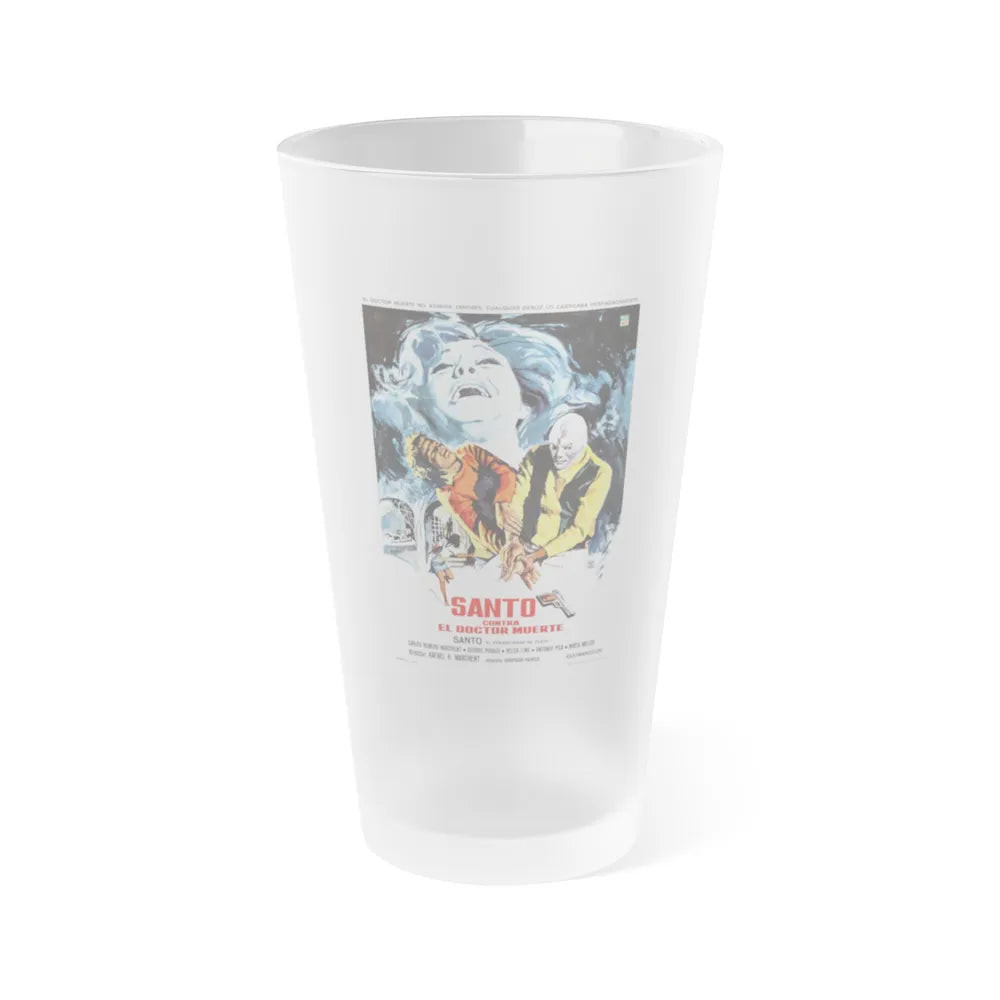 SANTO VS DOCTOR DEATH 1973 Movie Poster - Frosted Pint Glass 16oz-16oz-Frosted-Go Mug Yourself