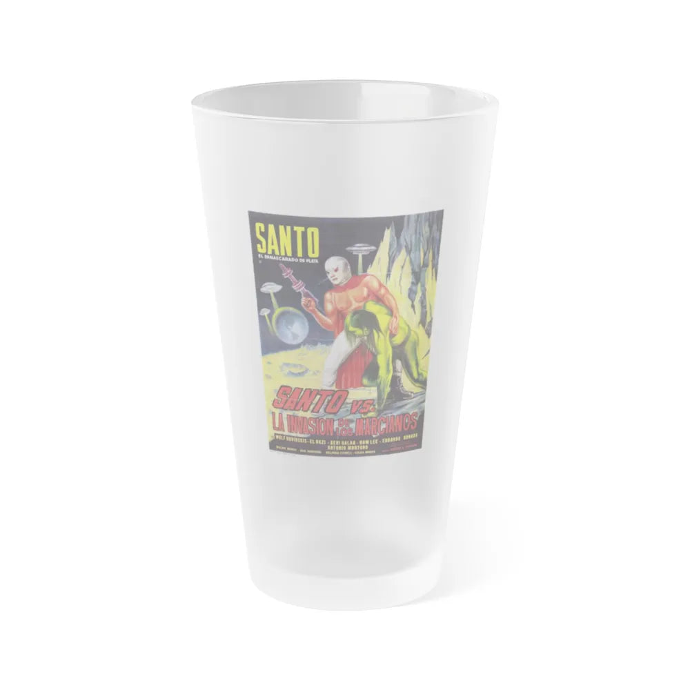 SANTO VS THE MARTIAN INVASION 1967 Movie Poster - Frosted Pint Glass 16oz-16oz-Frosted-Go Mug Yourself