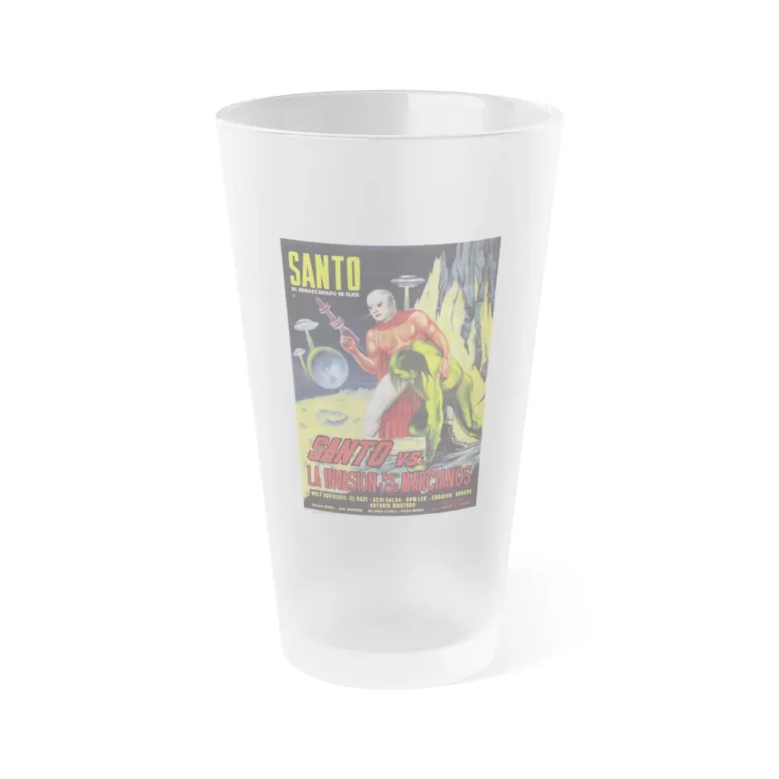 SANTO VS THE MARTIAN INVASION 1967 Movie Poster - Frosted Pint Glass 16oz 16oz Frosted - Go Mug Yourself