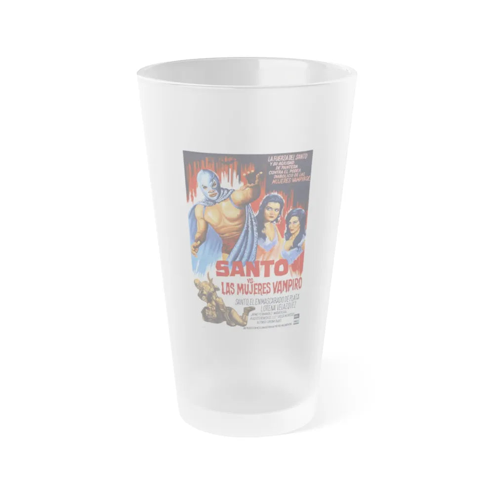 SANTO VS THE VAMPIRE WOMEN 1962 Movie Poster - Frosted Pint Glass 16oz-16oz-Frosted-Go Mug Yourself