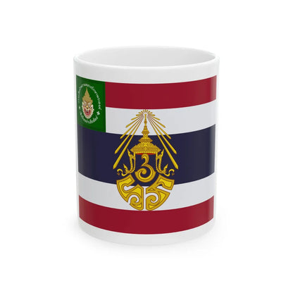 Saradul Dhvaj Regimental colours of the Royal Wild Tigers Ranger Regiment (Cambodia) White Coffee Mug 11oz - Go Mug Yourself