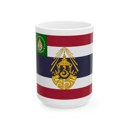 Saradul Dhvaj Regimental colours of the Royal Wild Tigers Ranger Regiment (Cambodia) White Coffee Mug 15oz - Go Mug Yourself