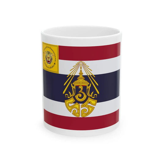Saradul Dhvaj Regimental colours of the Royal Wild Tigers Regiment of Bangkok Territorial Defence (Cambodia) White Coffee Mug 11oz - Go Mug Yourself
