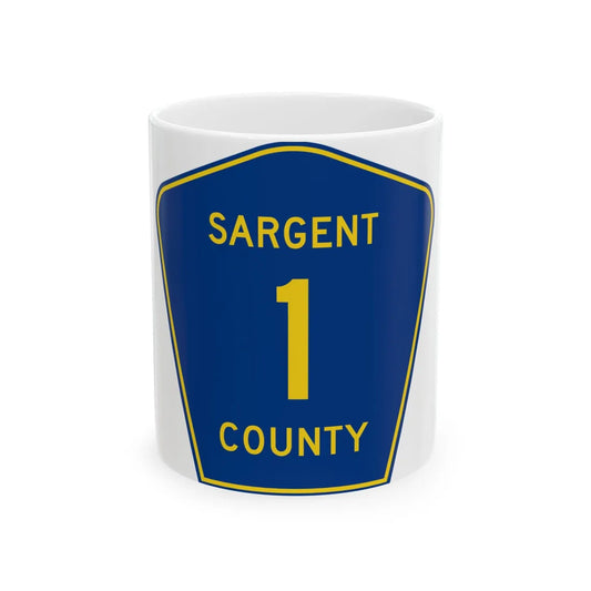 Sargent County Route 1 ND (North Dakota) (Road Sign) White Coffee Mug 11oz - Go Mug Yourself