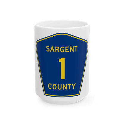 Sargent County Route 1 ND (North Dakota) (Road Sign) White Coffee Mug 15oz - Go Mug Yourself