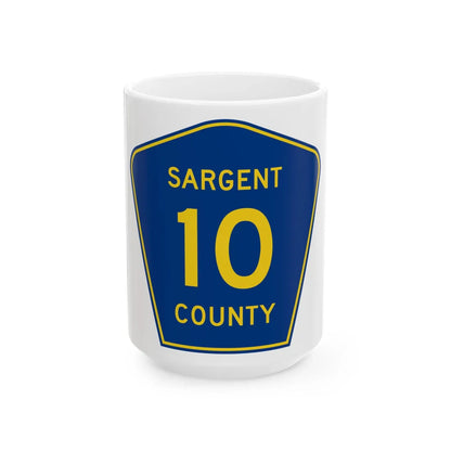 Sargent County Route 10 ND (North Dakota) (Road Sign) White Coffee Mug 15oz - Go Mug Yourself