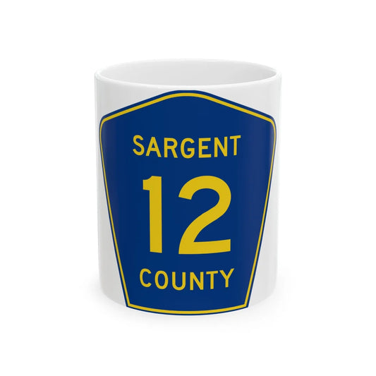 Sargent County Route 12 ND (North Dakota) (Road Sign) White Coffee Mug 11oz - Go Mug Yourself