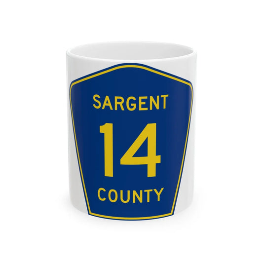 Sargent County Route 14 ND (North Dakota) (Road Sign) White Coffee Mug 11oz - Go Mug Yourself