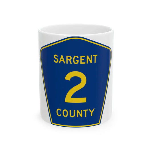 Sargent County Route 2 ND (North Dakota) (Road Sign) White Coffee Mug 11oz - Go Mug Yourself