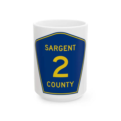 Sargent County Route 2 ND (North Dakota) (Road Sign) White Coffee Mug 15oz - Go Mug Yourself