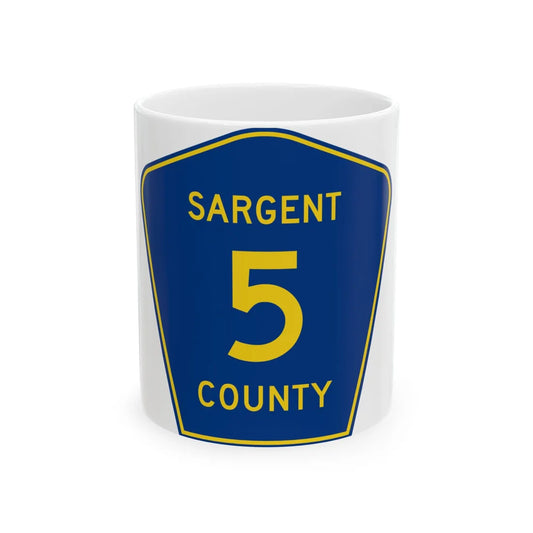 Sargent County Route 5 ND (North Dakota) (Road Sign) White Coffee Mug 11oz - Go Mug Yourself