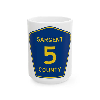 Sargent County Route 5 ND (North Dakota) (Road Sign) White Coffee Mug 15oz - Go Mug Yourself