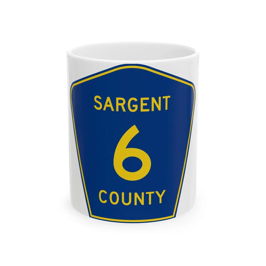 Sargent County Route 6 ND (North Dakota) (Road Sign) White Coffee Mug 11oz - Go Mug Yourself
