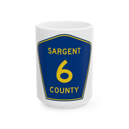 Sargent County Route 6 ND (North Dakota) (Road Sign) White Coffee Mug 15oz - Go Mug Yourself