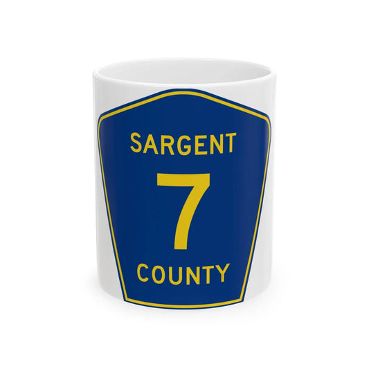 Sargent County Route 7 ND (North Dakota) (Road Sign) White Coffee Mug 11oz - Go Mug Yourself