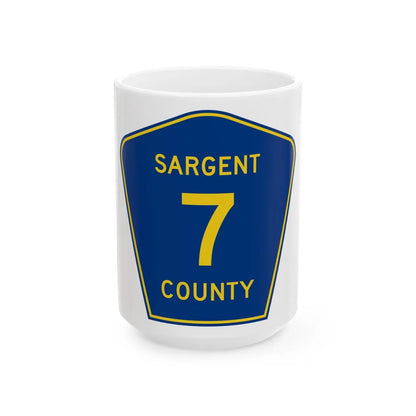 Sargent County Route 7 ND (North Dakota) (Road Sign) White Coffee Mug 15oz - Go Mug Yourself