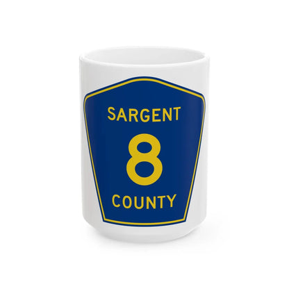 Sargent County Route 8 ND (North Dakota) (Road Sign) White Coffee Mug 15oz - Go Mug Yourself