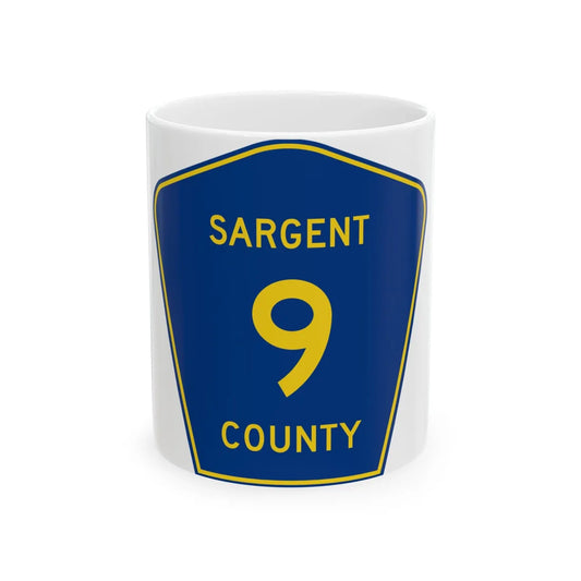 Sargent County Route 9 ND (North Dakota) (Road Sign) White Coffee Mug 11oz - Go Mug Yourself