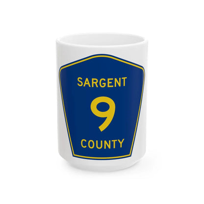 Sargent County Route 9 ND (North Dakota) (Road Sign) White Coffee Mug 15oz - Go Mug Yourself