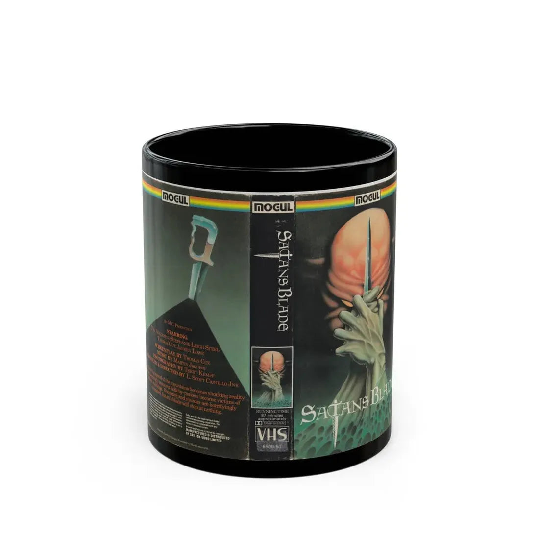 SATANS BLADE MOGUL HOME VIDEO (VHS COVER) - Black Coffee Mug 11oz - Go Mug Yourself
