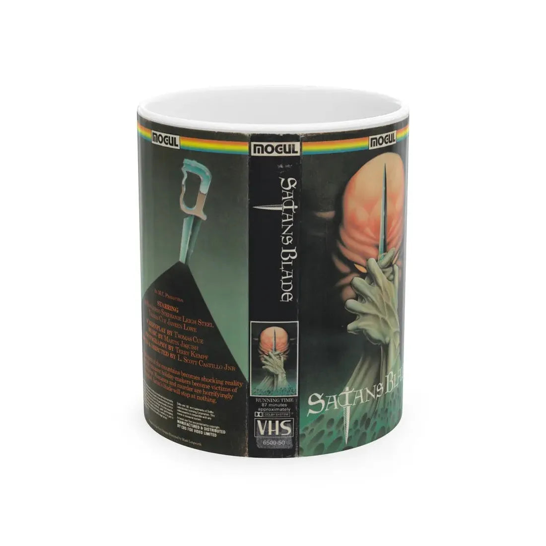 SATANS BLADE MOGUL HOME VIDEO (VHS COVER) - White Coffee Mug 11oz - Go Mug Yourself