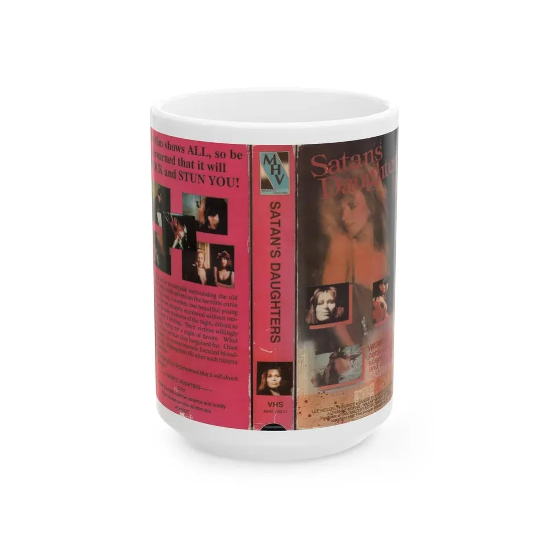 SATANS DAUGHTERS (VHS COVER) - White Coffee Mug 15oz - Go Mug Yourself
