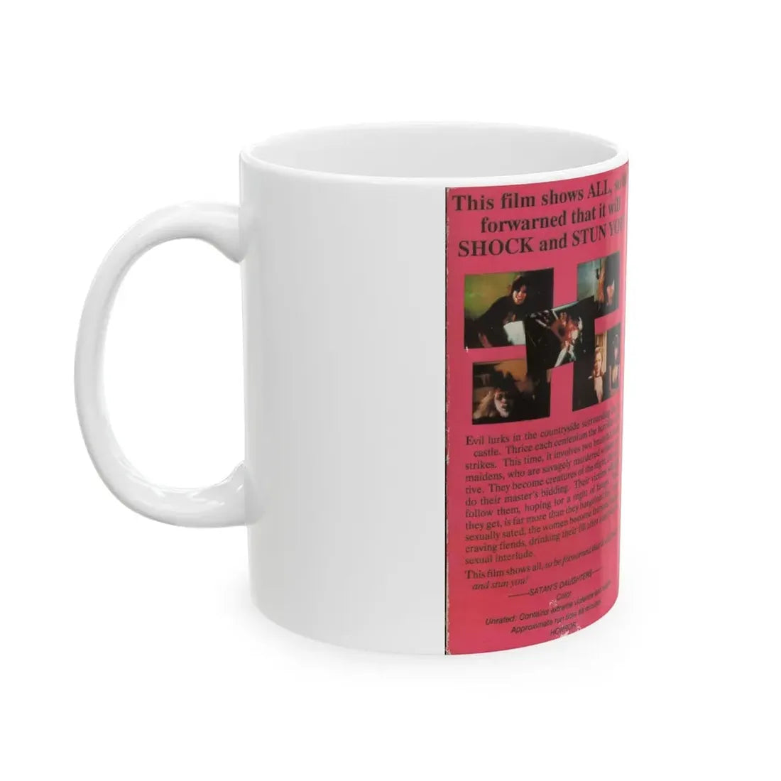 SATANS DAUGHTERS (VHS COVER) - White Coffee Mug - Go Mug Yourself