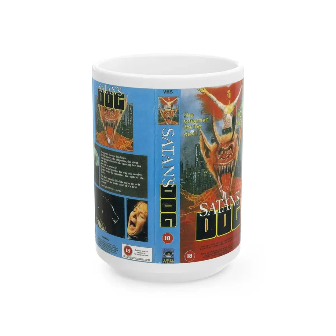 SATANS DOG (VHS COVER) - White Coffee Mug 15oz - Go Mug Yourself
