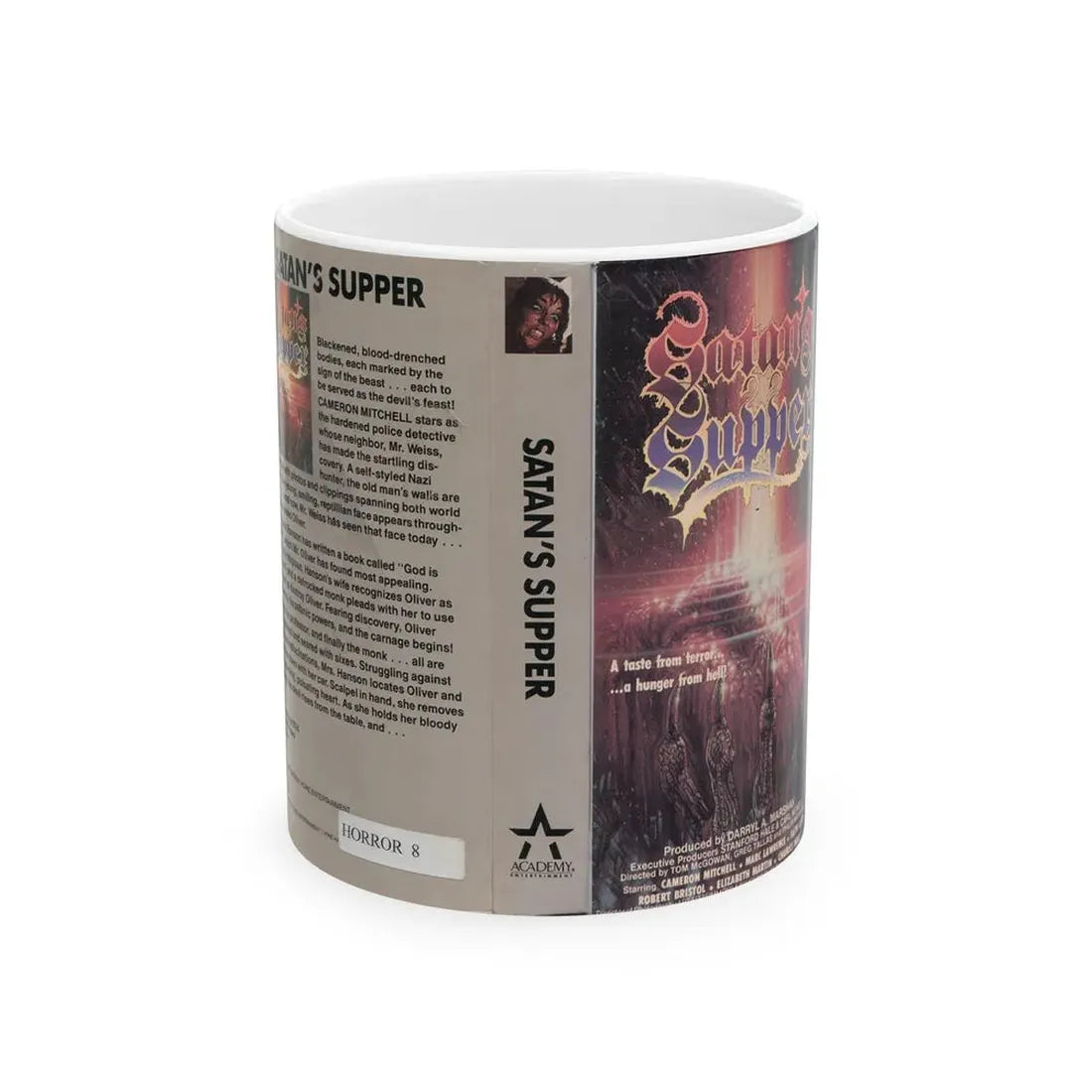 SATANS SUPPER (VHS COVER) - White Coffee Mug 11oz - Go Mug Yourself