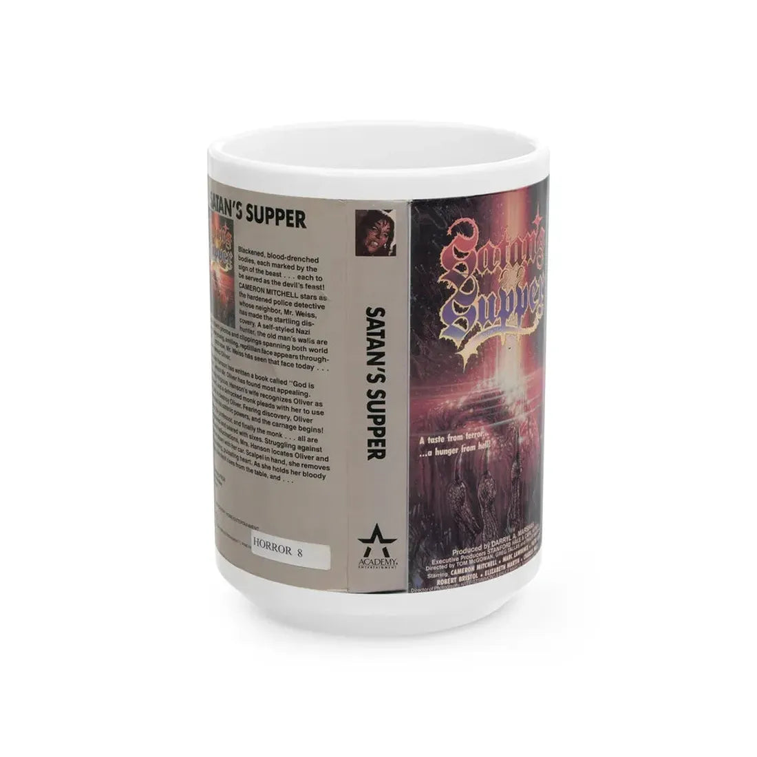 SATANS SUPPER (VHS COVER) - White Coffee Mug 15oz - Go Mug Yourself