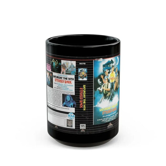 SATURDAY THE 14TH STRIKES BACK (VHS COVER) - Black Coffee Mug 15oz - Go Mug Yourself