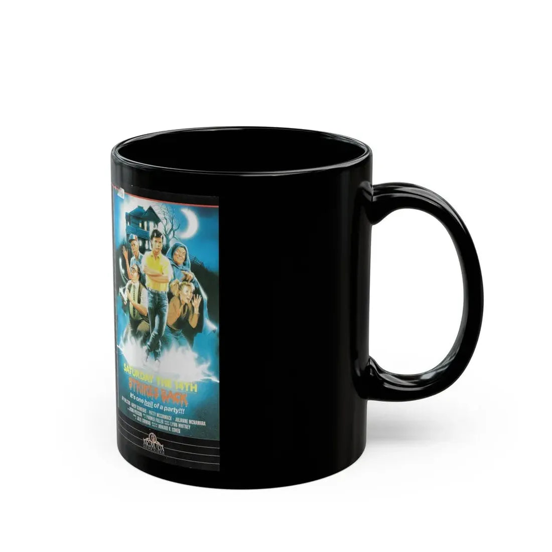 SATURDAY THE 14TH STRIKES BACK (VHS COVER) - Black Coffee Mug - Go Mug Yourself