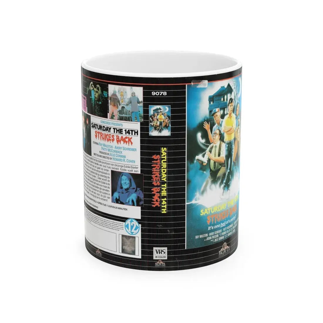 SATURDAY THE 14TH STRIKES BACK (VHS COVER) - White Coffee Mug 11oz - Go Mug Yourself