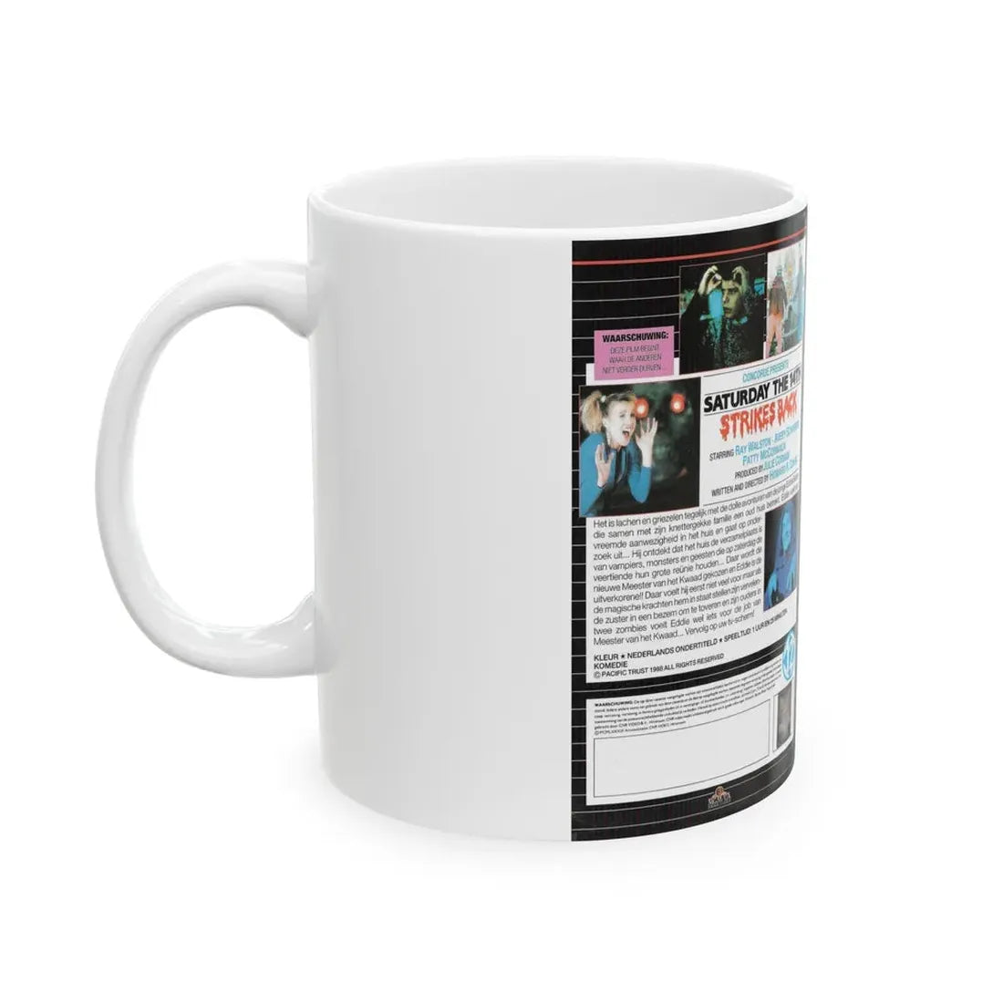 SATURDAY THE 14TH STRIKES BACK (VHS COVER) - White Coffee Mug - Go Mug Yourself