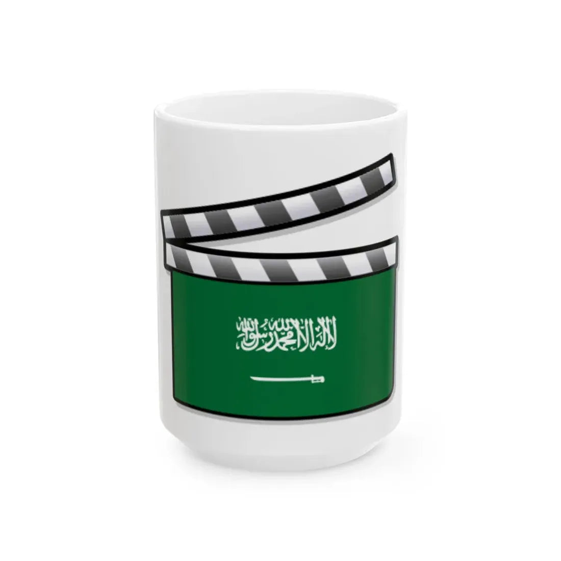 Saudi Arabia film clapperboard (Saudi Arabia) White Coffee Mug 15oz - Go Mug Yourself