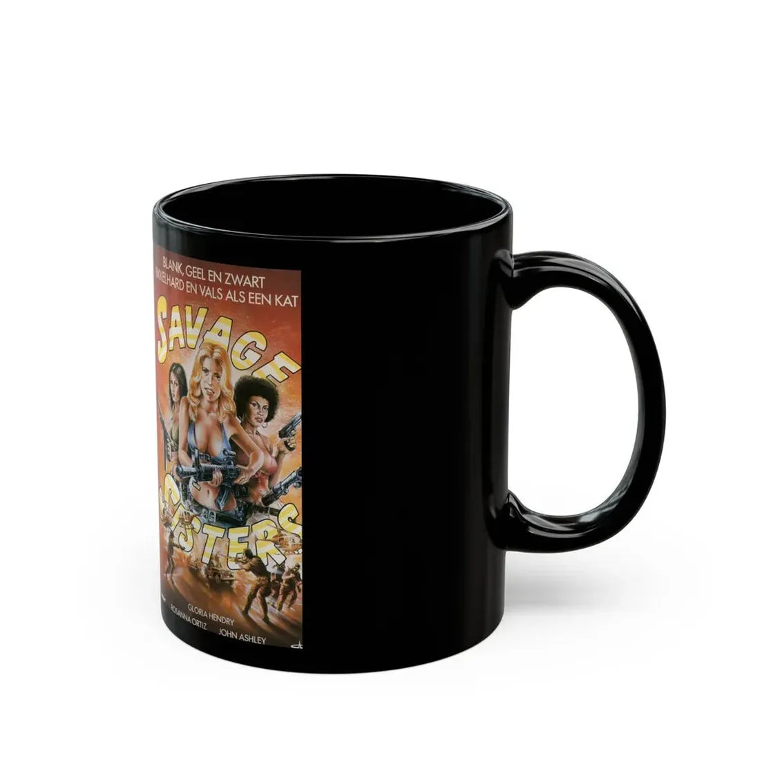 SAVAGE SISTERS GLORIA HENDRY (VHS COVER) - Black Coffee Mug - Go Mug Yourself