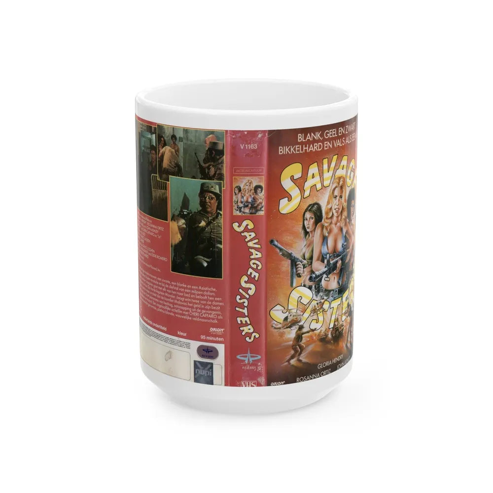 SAVAGE SISTERS GLORIA HENDRY (VHS COVER) - White Coffee Mug-15oz-Go Mug Yourself