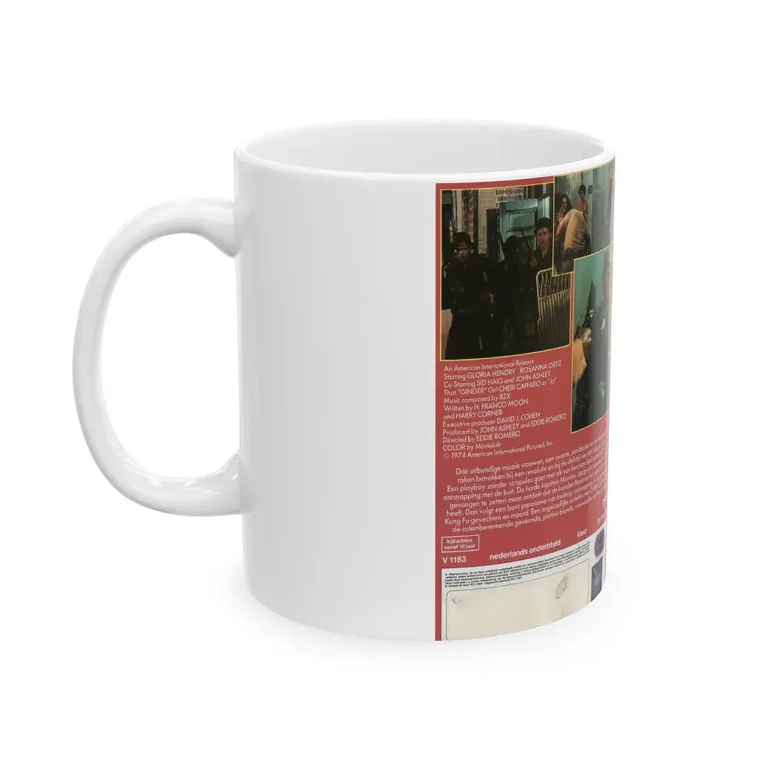 SAVAGE SISTERS GLORIA HENDRY (VHS COVER) - White Coffee Mug - Go Mug Yourself