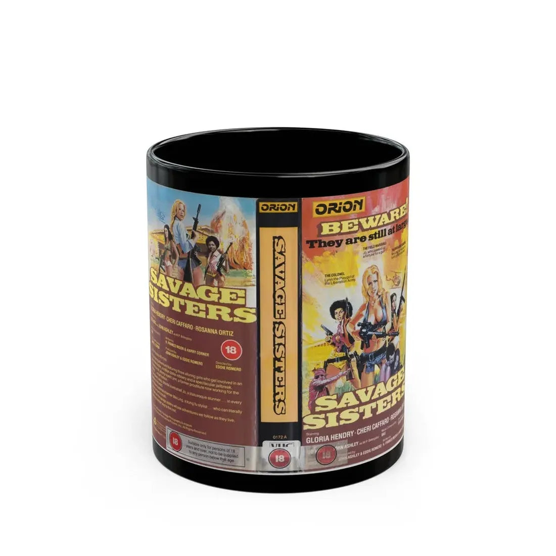 SAVAGE SISTERS ORION (VHS COVER) - Black Coffee Mug 11oz - Go Mug Yourself