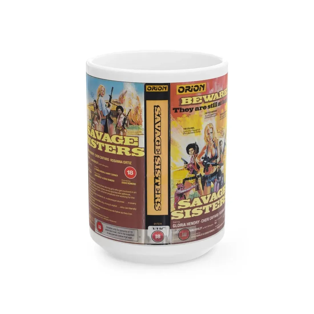 SAVAGE SISTERS ORION (VHS COVER) - White Coffee Mug 15oz - Go Mug Yourself