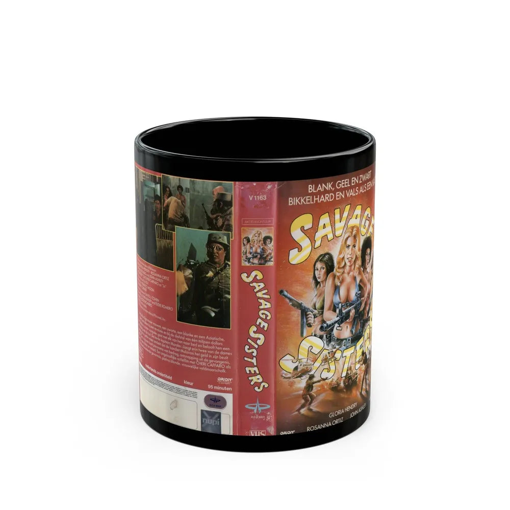 SAVAGE SISTERS (VHS COVER) - Black Coffee Mug-11oz-Go Mug Yourself