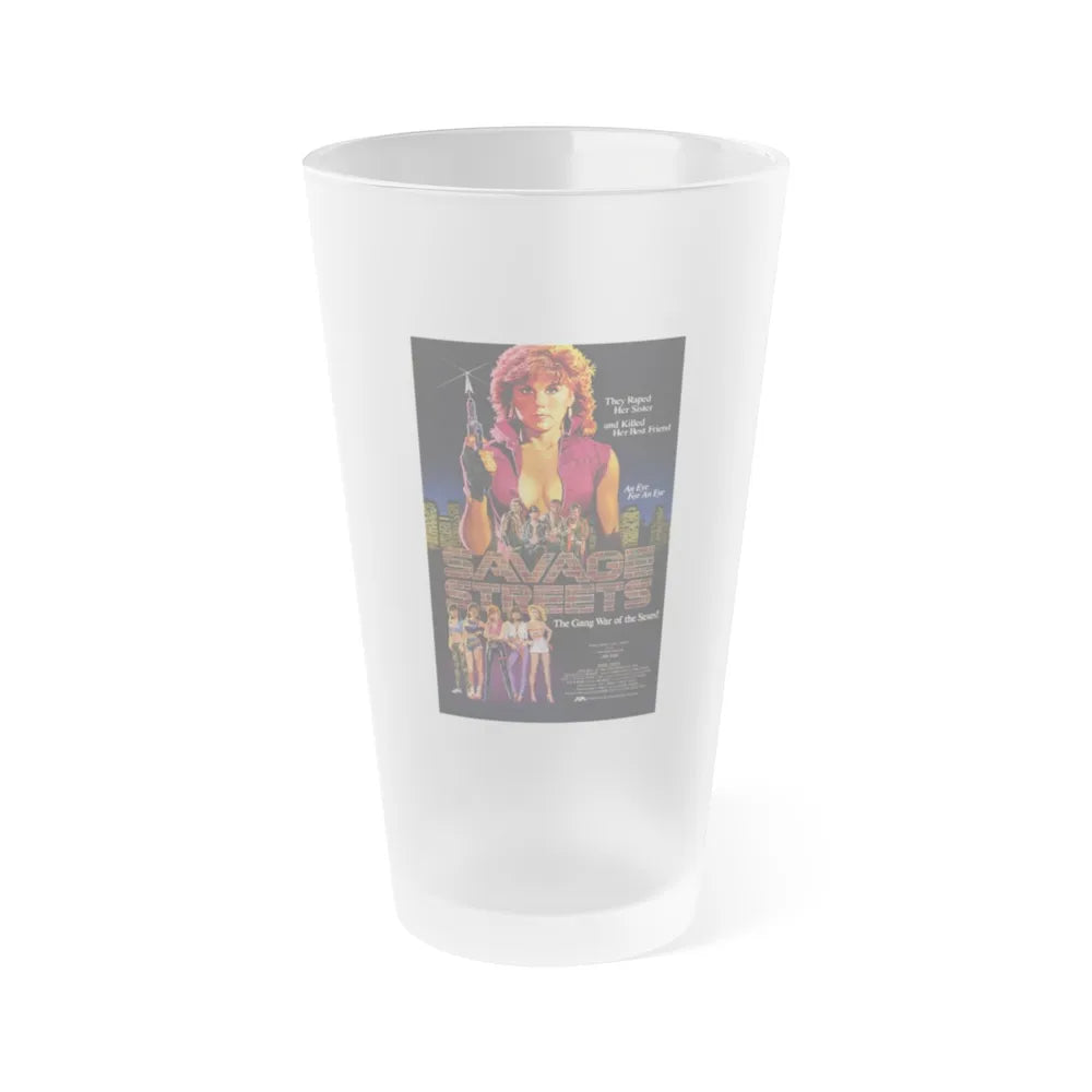 SAVAGE STREETS 1984 Movie Poster - Frosted Pint Glass 16oz-16oz-Frosted-Go Mug Yourself