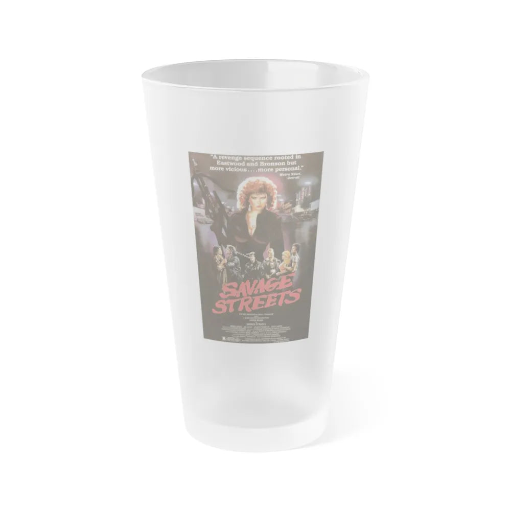 SAVAGE STREETS (2) 1984 Movie Poster - Frosted Pint Glass 16oz-16oz-Frosted-Go Mug Yourself