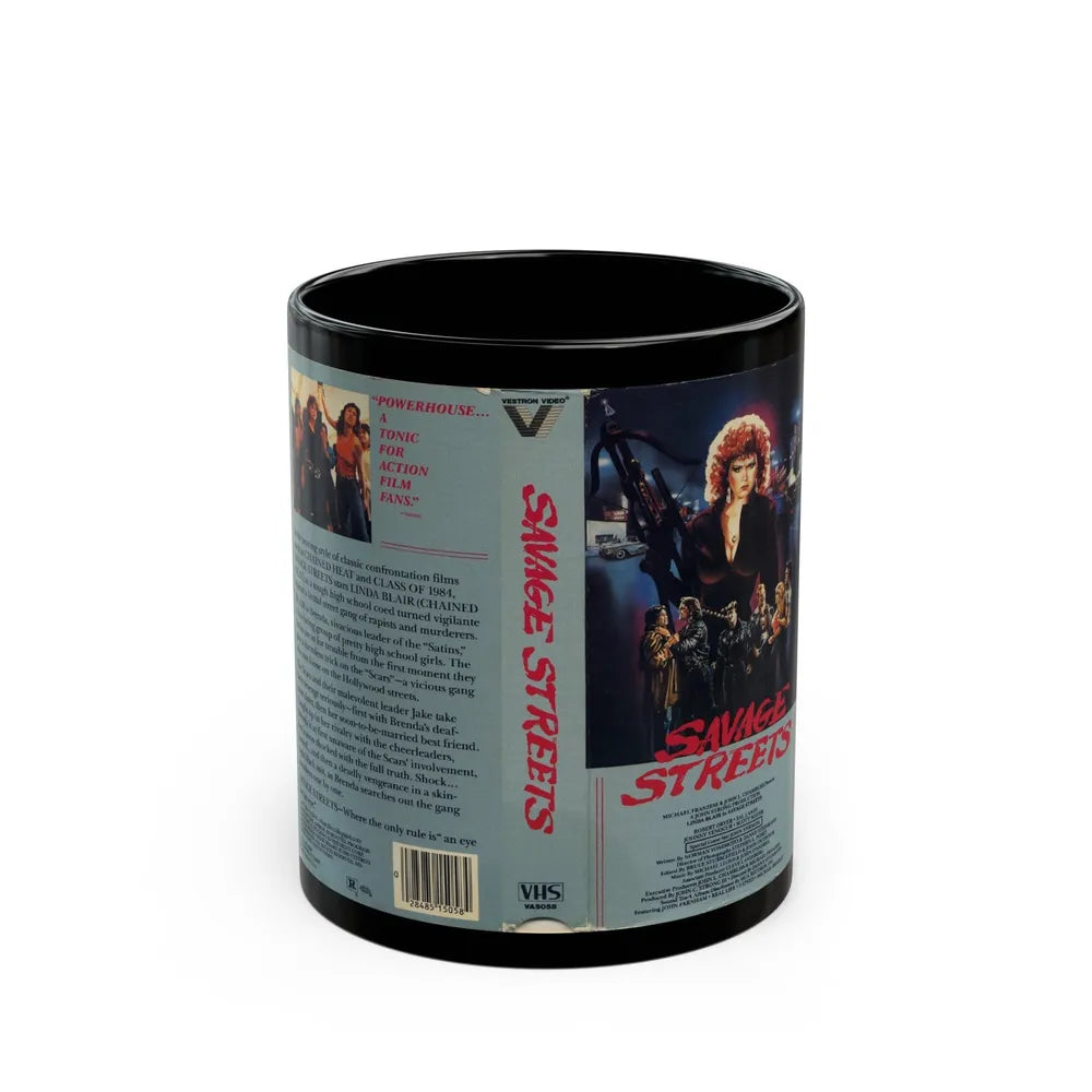 SAVAGE STREETS (VHS COVER) - Black Coffee Mug-11oz-Go Mug Yourself